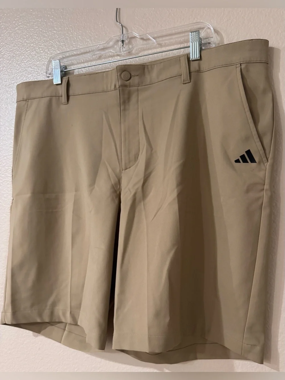 adidas Adi Advantage Golf Shorts Hemp Tan Beige Flat Front Mens Size 40